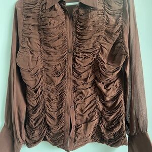 Max Studio Ruched Sheer Women's Top